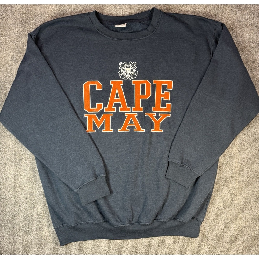 Cape May Crewneck Sweatshirt XL Navy USA Coast Guard Tourist Pullover